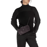 Henry Beguelin Small Crossbody Imbuttino Suede Bag in Mosto HENRY BEGUELIN Designer fashion handbags shop online and in store High End fashion boutique Sydney Australia Riada Concept Henry Beguelin Imbuttino Bag Camoscio in Dark brown BD6009