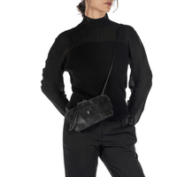 Henry Beguelin Small Crossbody Imbuttino Suede Bag in Nero HENRY BEGUELIN Designer fashion handbags shop online and in store High End fashion boutique Sydney Australia Riada Concept Henry Beguelin Imbuttino Bag Camoscio in Black BD6009