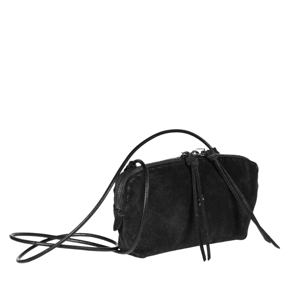 Henry Beguelin Small Crossbody Imbuttino Suede Bag in Nero HENRY BEGUELIN Designer fashion handbags shop online and in store High End fashion boutique Sydney Australia Riada Concept Henry Beguelin Imbuttino Bag Camoscio in Black BD6009