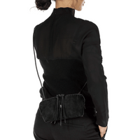 Henry Beguelin Small Crossbody Imbuttino Suede Bag in Nero HENRY BEGUELIN Designer fashion handbags shop online and in store High End fashion boutique Sydney Australia Riada Concept Henry Beguelin Imbuttino Bag Camoscio in Black BD6009