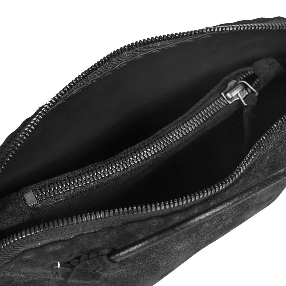 Henry Beguelin Small Crossbody Imbuttino Suede Bag in Nero HENRY BEGUELIN Designer fashion handbags shop online and in store High End fashion boutique Sydney Australia Riada Concept Henry Beguelin Imbuttino Bag Camoscio in Black BD6009