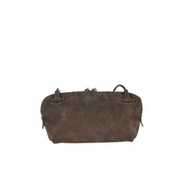 Henry Beguelin Small Crossbody Imbuttino Suede Bag in T.Moro HENRY BEGUELIN Designer fashion handbags shop online and in store High End fashion boutique Sydney Australia Riada Concept Henry Beguelin Imbuttino Bag Camoscio in Dark brown BD6009