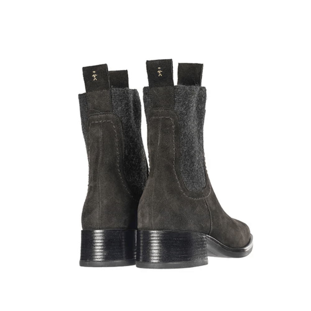 Henry Beguelin Calfskin Suede Ankle Boots with Wool Stretch Panels in Dark Brown SD5804 HENRY BEGUELIN Designer fashion handbags shop online and in store High End fashion boutique Sydney Australia Riada Concept