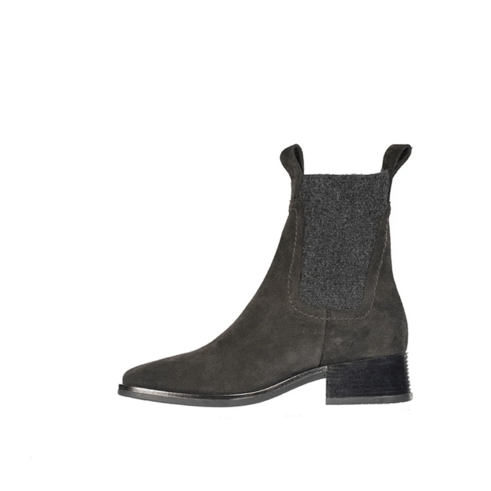 Henry Beguelin Calfskin Suede Ankle Boots with Wool Stretch Panels in Dark Brown SD5804 HENRY BEGUELIN Designer fashion handbags shop online and in store High End fashion boutique Sydney Australia Riada Concept