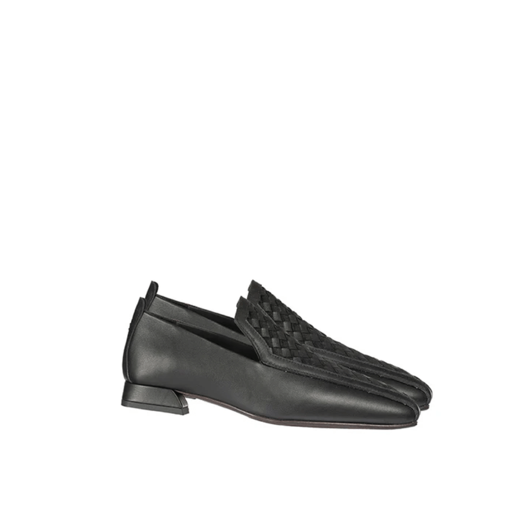 Henry Beguelin Intreccio Scacchiera Calfskin Leather Loafer in Black SD6006 HENRY BEGUELIN Designer fashion handbags shop online and in store High End fashion boutique Sydney Australia Riada Concept