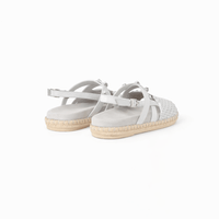 Henry Beguelin Woven Leather Stud Ankle Strap Sandals in Gesso -  International designer fashion boutique Australia Riada Concept Woollahra