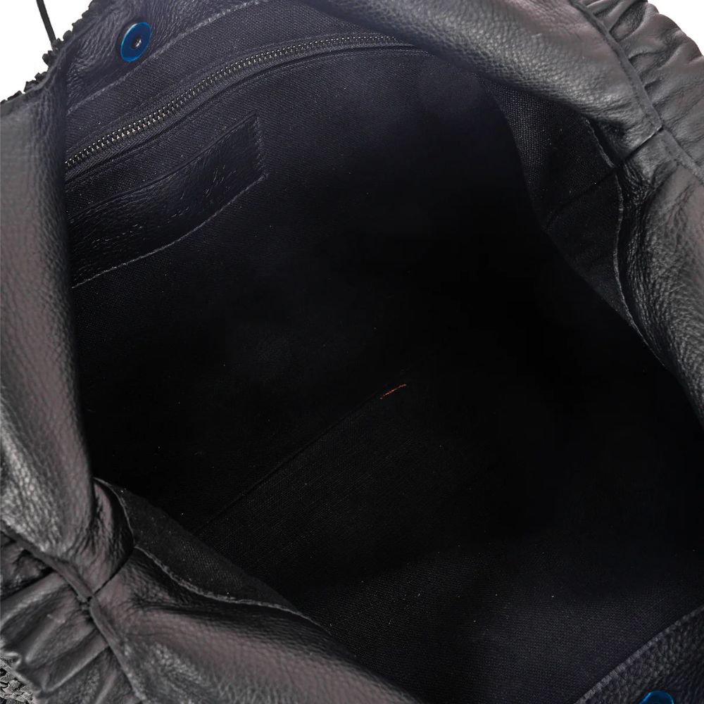 Bag Canotta Arricciata Intreccio Madreperla in Nero