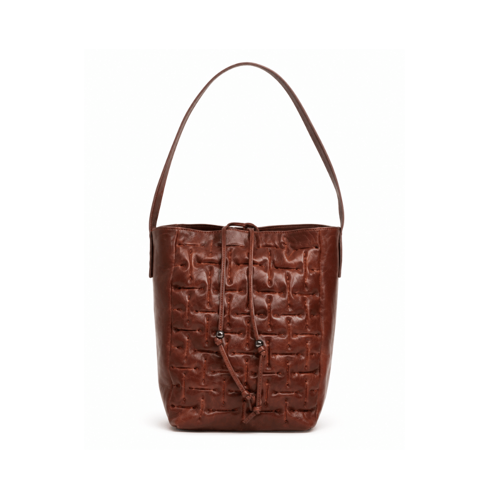 Henry Beguelin Pizzicato Quilted Leather Tote Bag in Brandy - Shop the latest Henry Beguelin leather goods collection; handcrafted Italian bags and accessories. Shop online and in-store at Riada Concept.