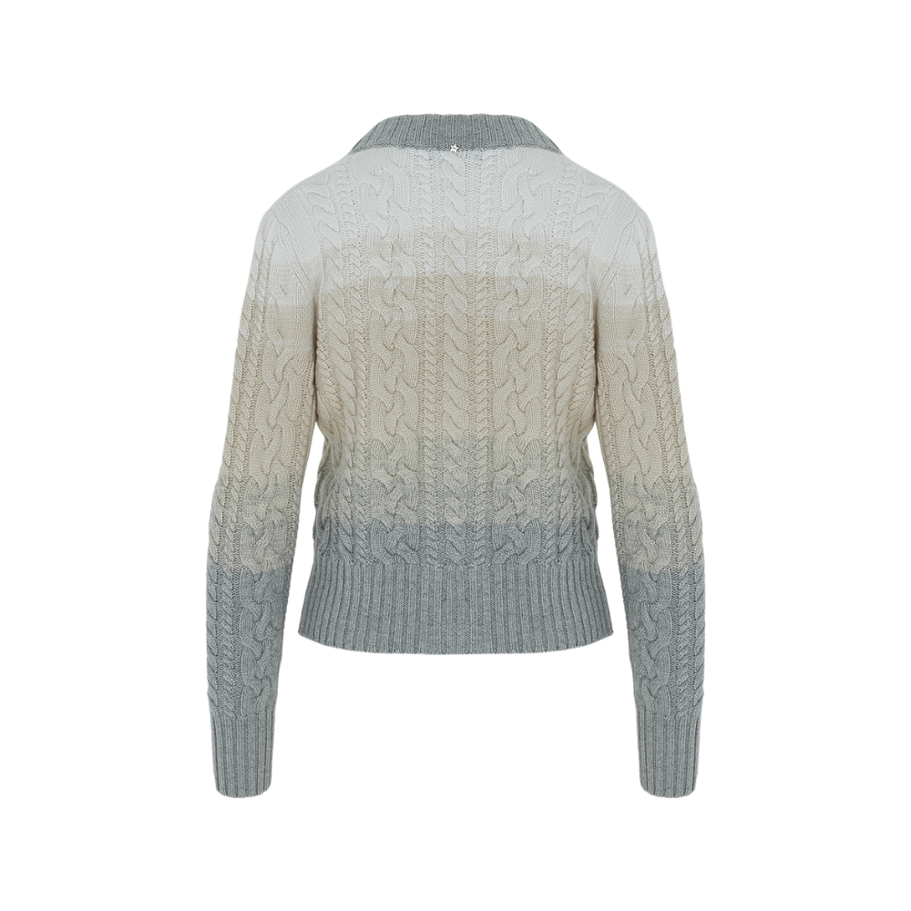 Knit Cardigan in White Beige and Light Grey