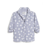 Silvio Button Up in Blue Stripe White Flower