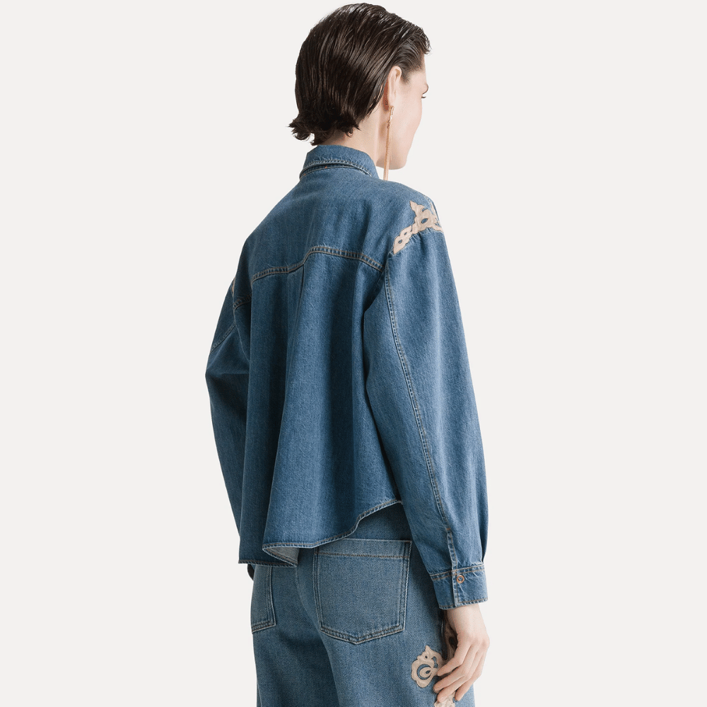 Forte Forte Embroidered Denim Boxy Shirt Celeste – International designer fashion boutique Australia Riada Concept Woollahra