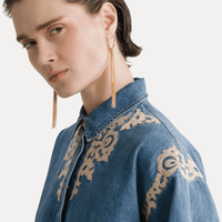 Forte Forte Embroidered Denim Boxy Shirt Celeste – International designer fashion boutique Australia Riada Concept Woollahra