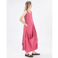 HIGH Everyday Couture Inlay Cotton Poplin Balloon Dress in Bright Rose - International designer fashion boutique Australia Riada Concept Woollahra