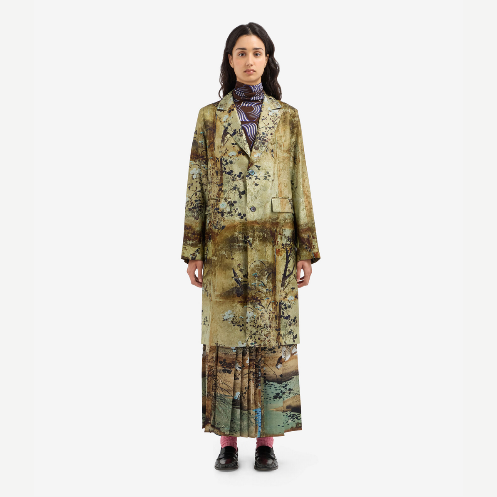 Pierre-Louis Mascia DOX Macula di Siena Viscose Silk Coat