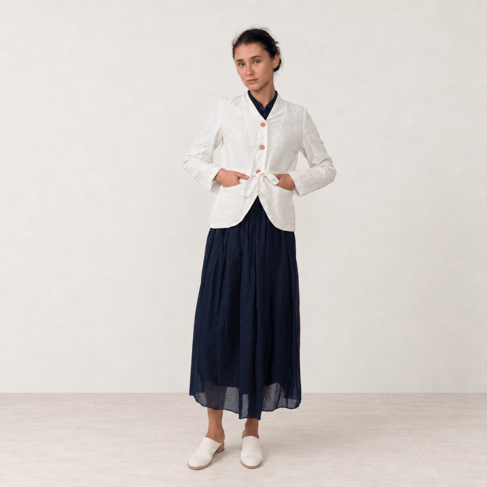 Hannoh Wessel JAMIE Drawstring-Waist Linen Jacket in White