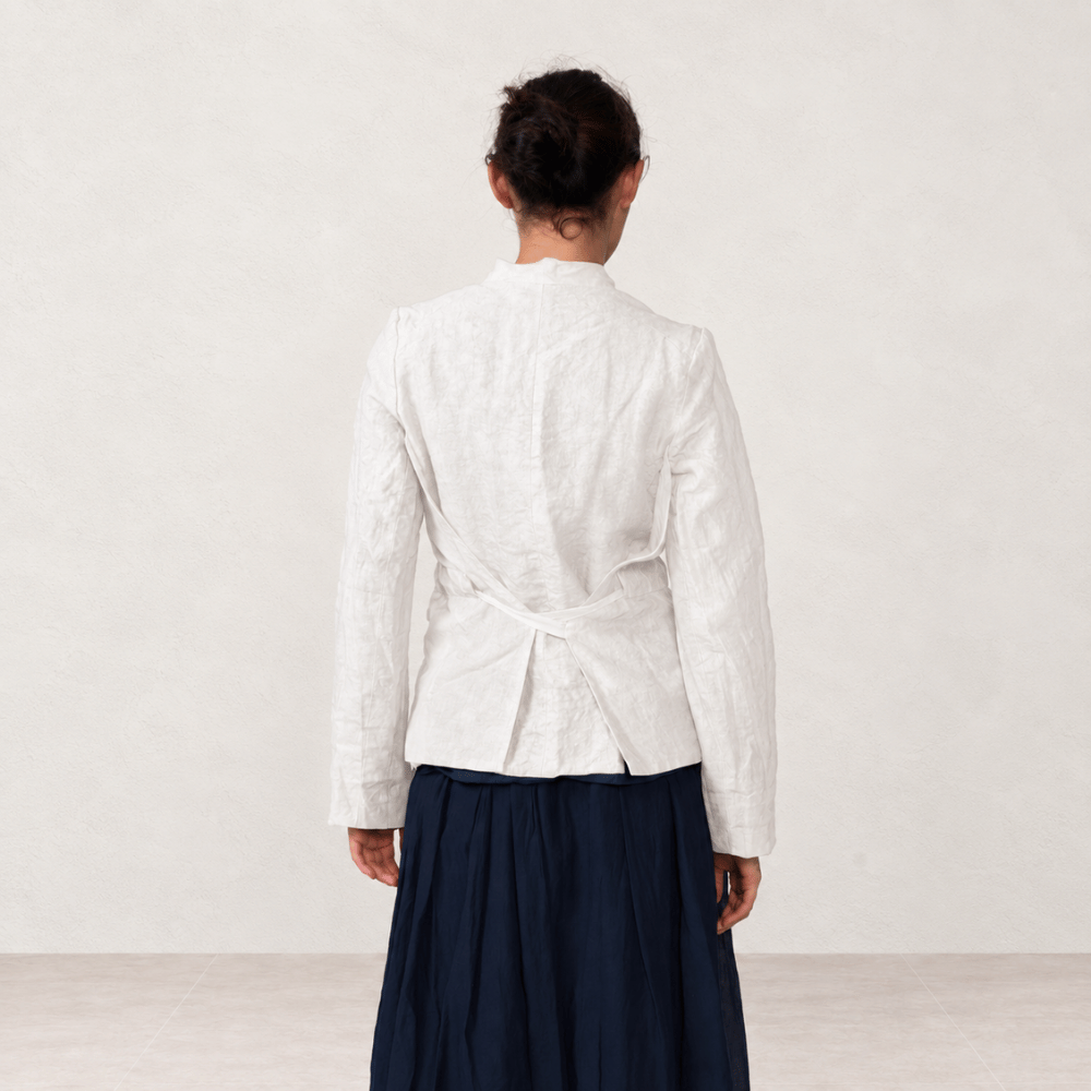 Hannoh Wessel JAMIE Drawstring-Waist Linen Jacket in White