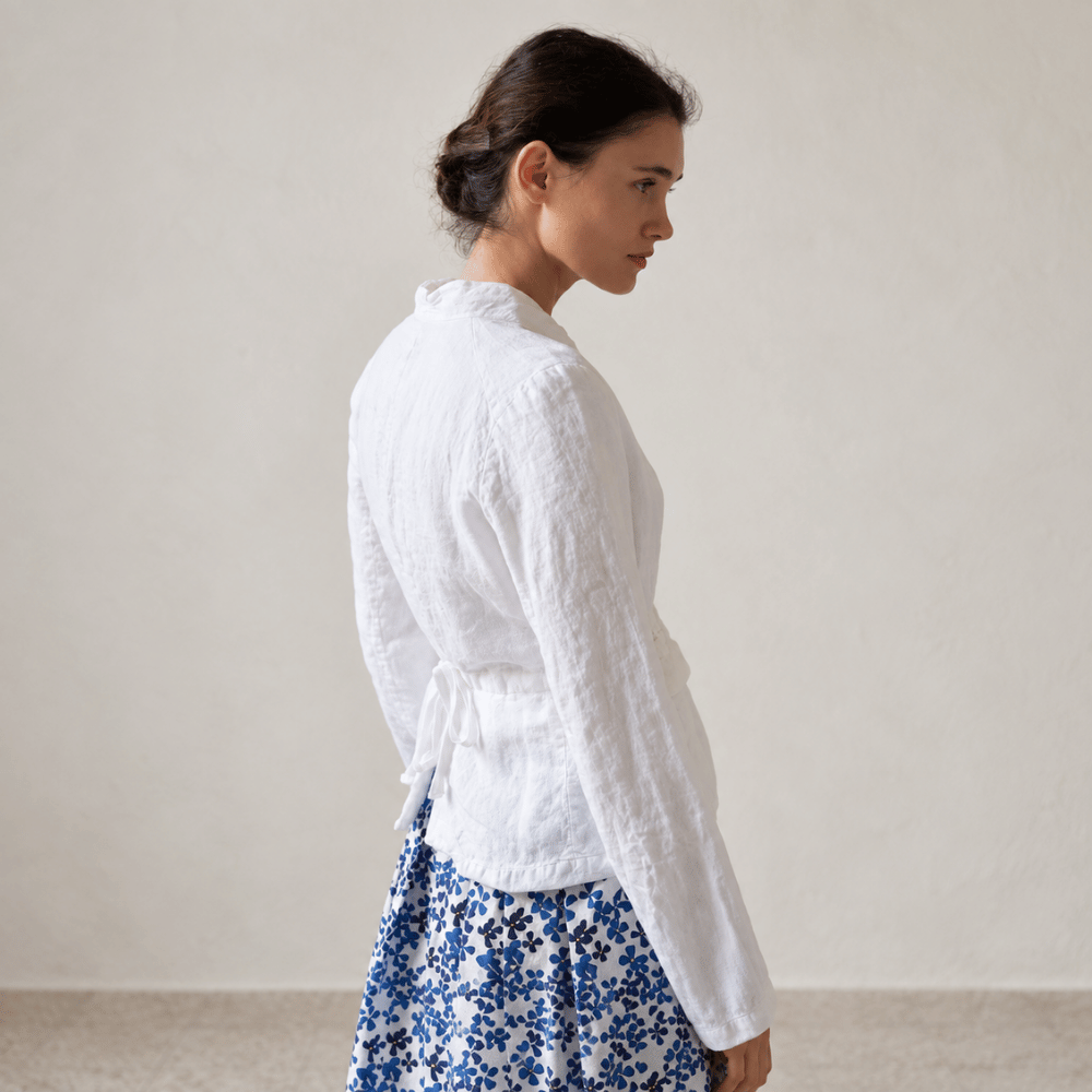 Hannoh Wessel JESSICA Adjustable-Waist Linen Jacket in White