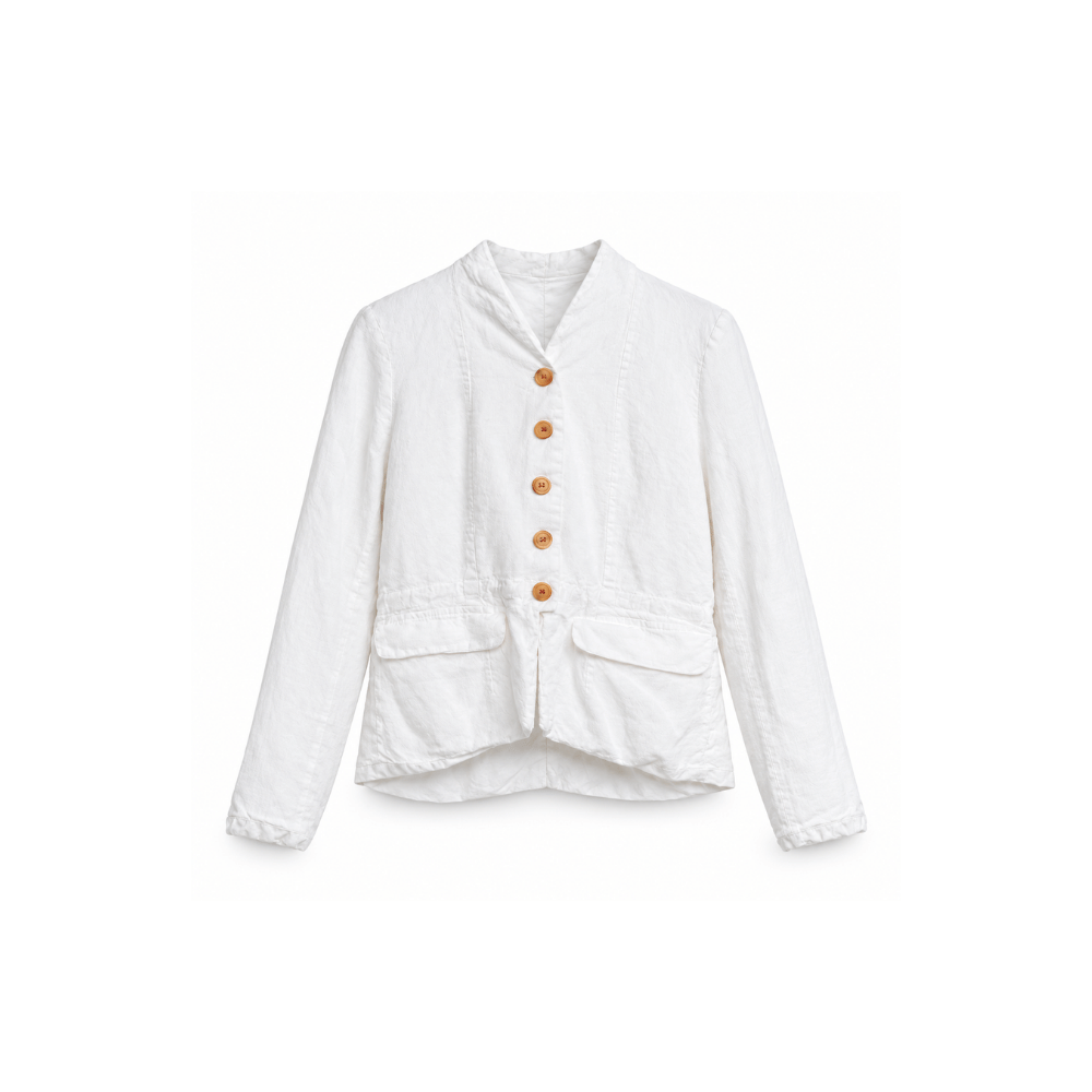Hannoh Wessel JESSICA Adjustable-Waist Linen Jacket in White