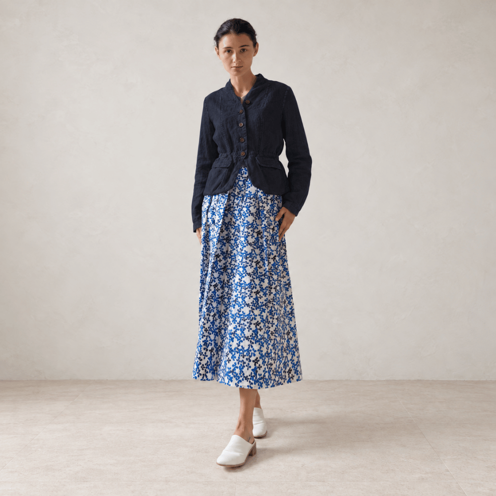 Hannoh Wessel JESSICA Adjustable-Waist Linen Jacket in Navy