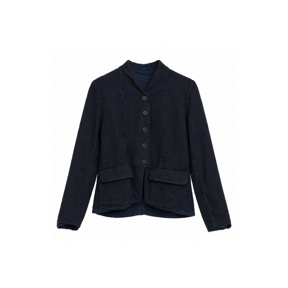 Hannoh Wessel JESSICA Adjustable-Waist Linen Jacket in Navy