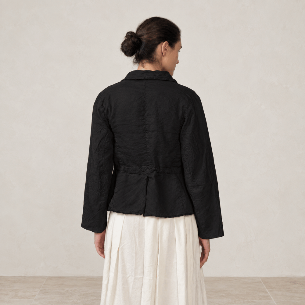 Hannoh Wessel JUNE Adjustable-Waist Linen Silk Jacket in Black