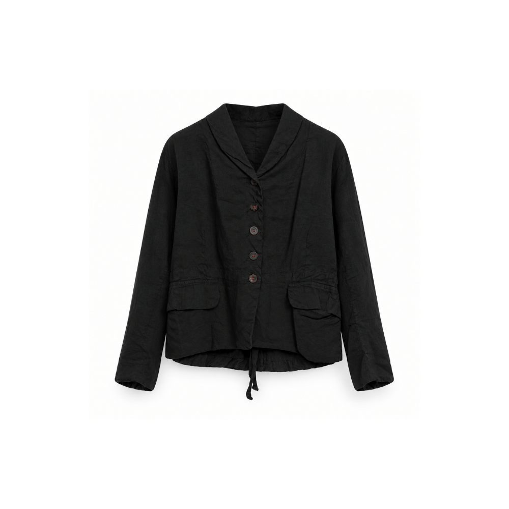 Hannoh Wessel JUNE Adjustable-Waist Linen Silk Jacket in Black