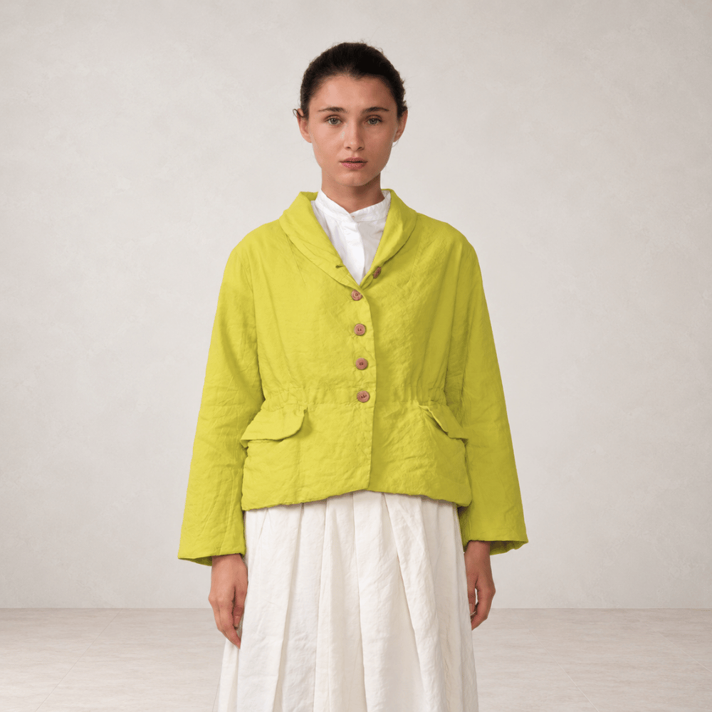Hannoh Wessel JUNE Adjustable-Waist Linen Silk Jacket in Lime