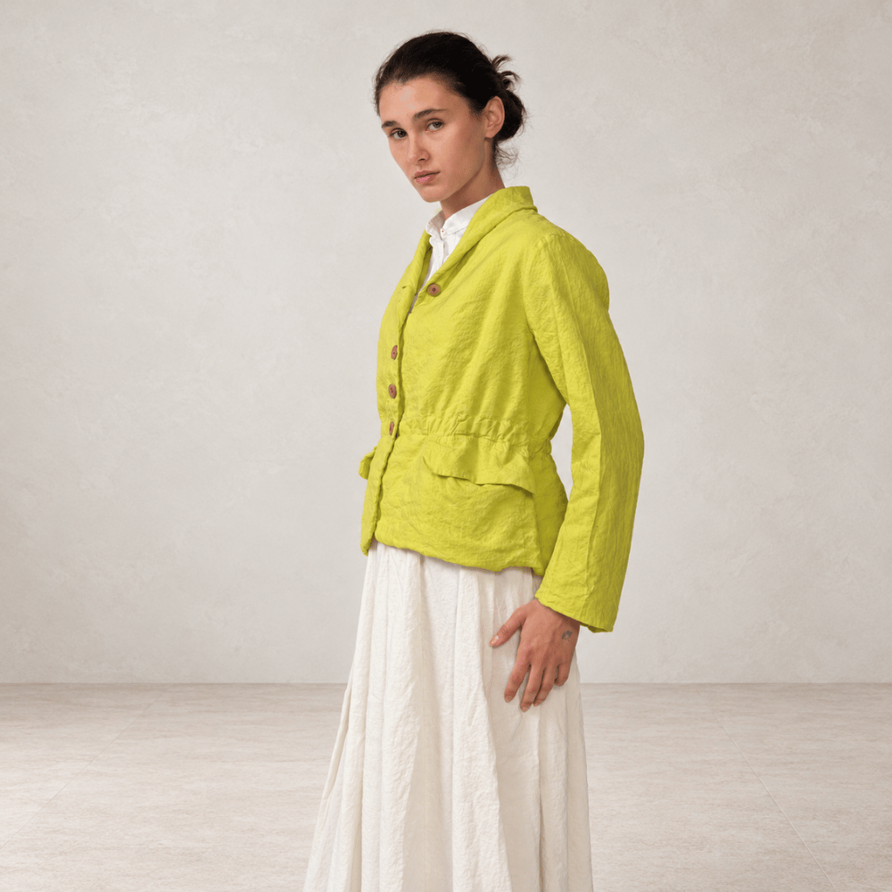 Hannoh Wessel JUNE Adjustable-Waist Linen Silk Jacket in Lime