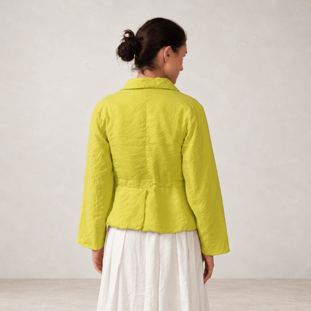 Hannoh Wessel JUNE Adjustable-Waist Linen Silk Jacket in Lime