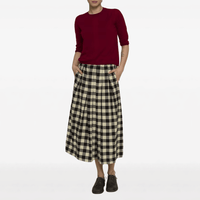Hannoh Wessel Jules Check Cotton Midi Skirt in Black and Cream – International designer fashion boutique Australia Riada Concept Woollahra