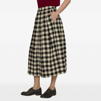 Hannoh Wessel Jules Check Cotton Midi Skirt in Black and Cream – International designer fashion boutique Australia Riada Concept Woollahra