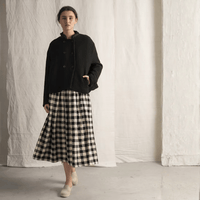 Hannoh Wessel Jules Check Cotton Midi Skirt in Black and Cream – International designer fashion boutique Australia Riada Concept Woollahra
