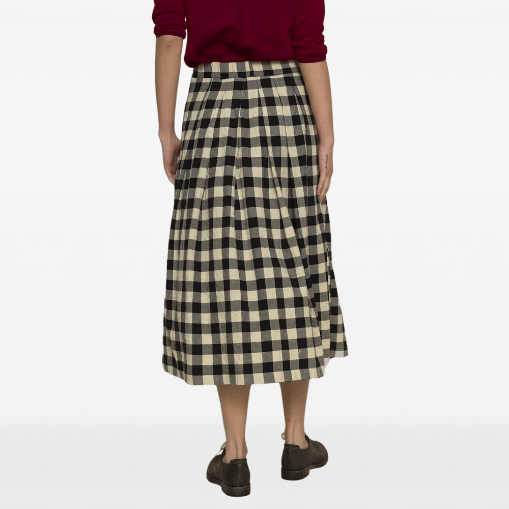 Hannoh Wessel Jules Check Cotton Midi Skirt in Black and Cream – International designer fashion boutique Australia Riada Concept Woollahra