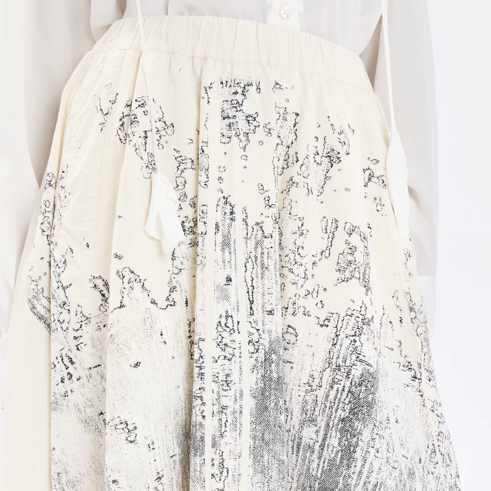 HIGH Everyday Couture Juxtapose Printed Midi Skirt in Ivory - International designer fashion boutique Australia Riada Concept Woollahra
