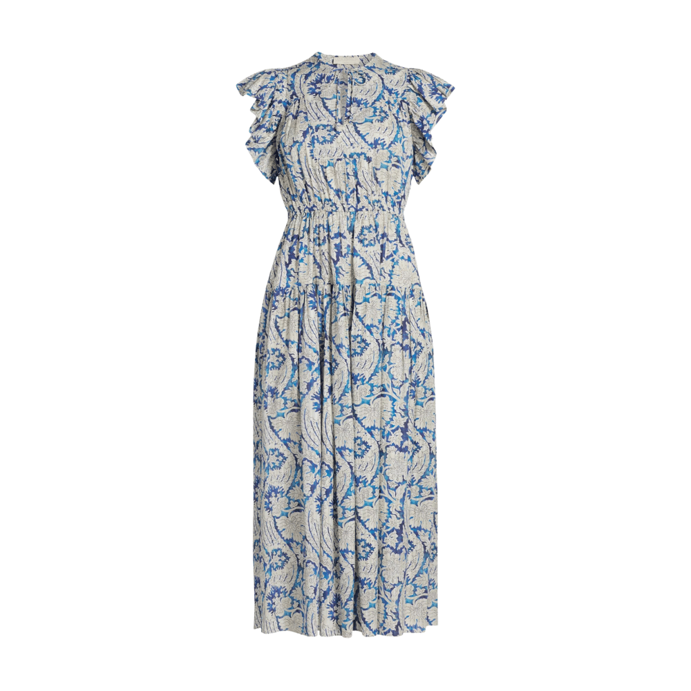 Ulla Johnson Kairi Flutter Sleeve Midi Dress in Ciel ULLA JOHNSON Designer fashion shop online and in store High End fashion boutique Sydney Australia Riada Concept