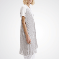 Transit Par Such Knit Sleeve Cardi in Taupe — Italian-made open-front lightweight cotton-linen cardigan with ribbed texture, styled over white outfit Transit Par Such at Riada Concept Designer fashion shop online and in store High End fashion boutique Sydney Australia Riada Concept