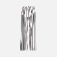 FRAME Le Slim Palazzo Modernist Pocket Jeans in Navy Stripe at Riada Concept. High-rise striped wide-leg denim with flat patch pockets. 