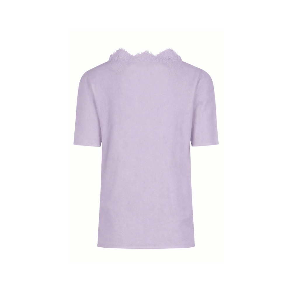 Alberta Ferretti Lace-Trim V-Neck Knit Top in Violet – International designer fashion boutique Australia Riada Concept Woollahra