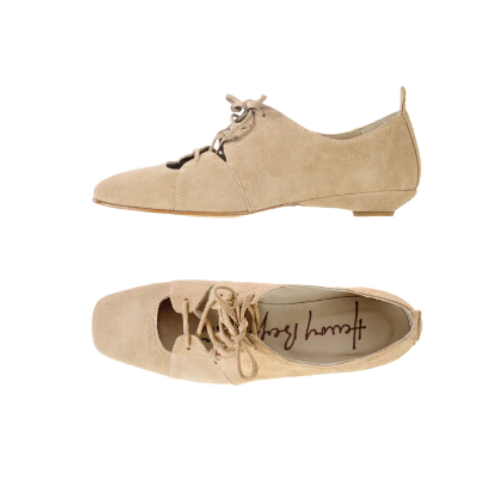 Shoes Lace-up Camoscio Vintage in Beige