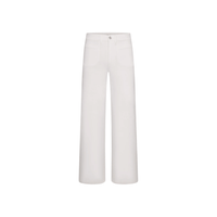 FRAME Le Slim Palazzo Modernist Pocket in White — high-rise wide-leg jeans in stretch cotton blend, featuring modernist front pockets, full-length flare, and quiet-luxury tailoring FRAME designer denim, luxury jeans boutique Sydney Australia Riada Concept Woollahra