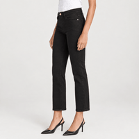 FRAME Le High Straight Ankle Jeans in Film Noir at Riada Concept. High-rise slim straight jeans in ultra-stretch black denim - side view
