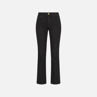 FRAME Le High Straight Ankle Jeans in Film Noir at Riada Concept. High-rise slim straight jeans in ultra-stretch black denim - front view