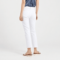 FRAME Le High Straight Cropped Jeans in Blanc at Riada Concept. High-rise slim straight white denim with strong stretch recovery - back view