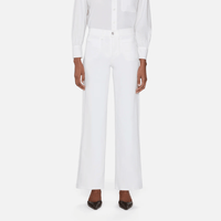 FRAME Le Slim Palazzo Modernist Pocket in White — high-rise wide-leg jeans in stretch cotton blend, featuring modernist front pockets, full-length flare, and quiet-luxury tailoring FRAME designer denim, luxury jeans boutique Sydney Australia Riada Concept Woollahra