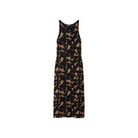 JOSEPH Lecate sleeveless tortoiseshell jacquard knit dress in black and camel, front view