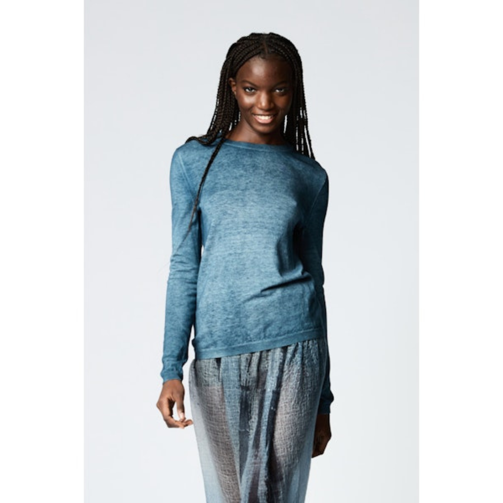 Light Cashmere Wool Round Neck Pullover in Fiume