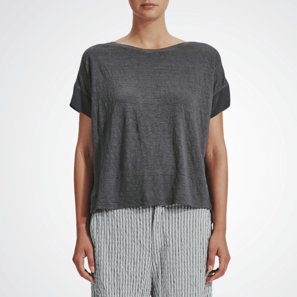 TRANSIT PAR SUCH Linen Box Tee in Mud Grey K201 Transit Par Such at Riada Concept Designer fashion shop online and in store High End fashion boutique Sydney Australia Riada Concept