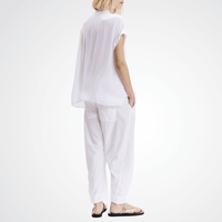 Transit Par Such Linen Button Through Top in White — Italian-made relaxed linen blouse with short sleeves and V-neck button front Transit Par Such at Riada Concept Designer fashion shop online and in store High End fashion boutique Sydney Australia Riada Concept