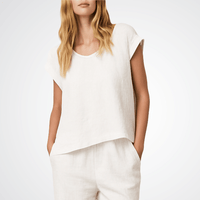 Transit Par Such Linen Cap Sleeve Top in White Transit Par Such at Riada Concept Designer fashion shop online and in store High End fashion boutique Sydney Australia Riada Concept