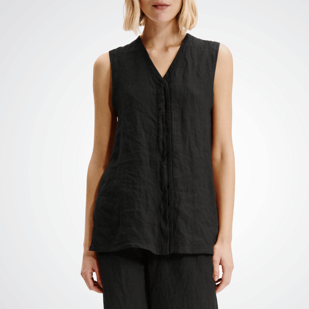 TRANSIT PAR SUCH Linen Sleeveless Top in Black Transit Par Such at Riada Concept Designer fashion shop online and in store High End fashion boutique Sydney Australia Riada Concept